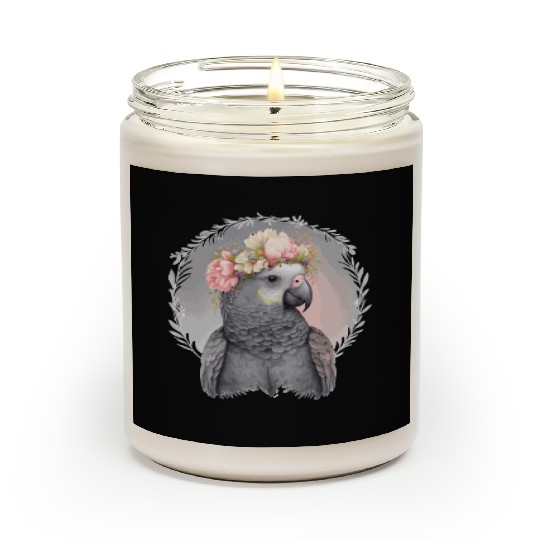 Cute African Gray Parrot Bird Flower Crown Pet Bir Scented Candles