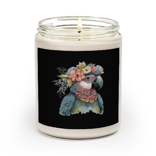 Cute Parrot Macaw Bird Flower Crown Pet Birds Scented Candles
