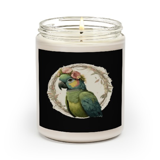 Watercolor Parrot Hahn's Macaw Bird Flower Crown P Scented Candles