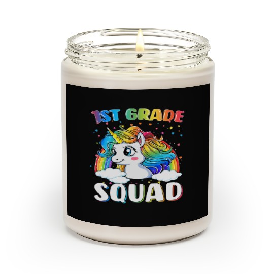 1st Grade Squad Unicorn Rainbow Back To School Scented Candles
