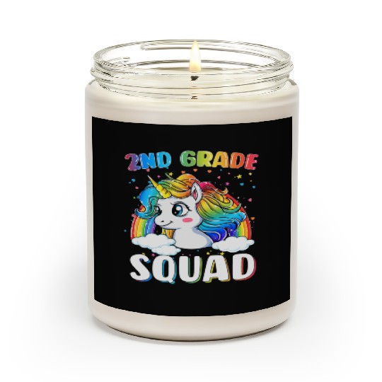 2nd Grade Squad Unicorn Rainbow Back Scented Candles