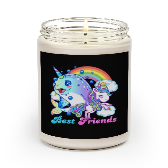 Cute Horned Narwhal And Unicorn Best Friends Scented Candles