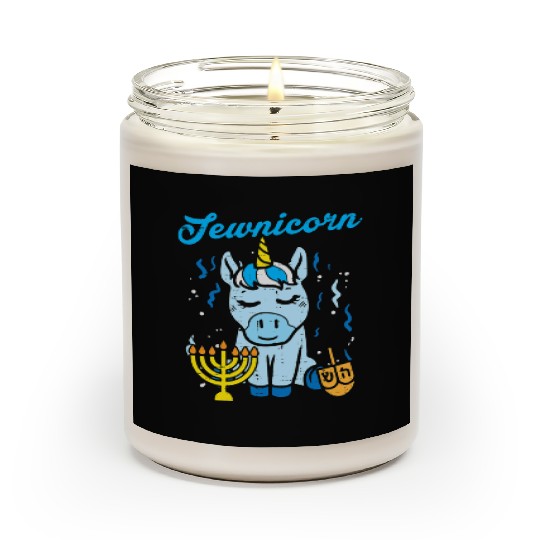Jewnicorn Jew Unicorn Cute Hanukkah Pajamas Scented Candles