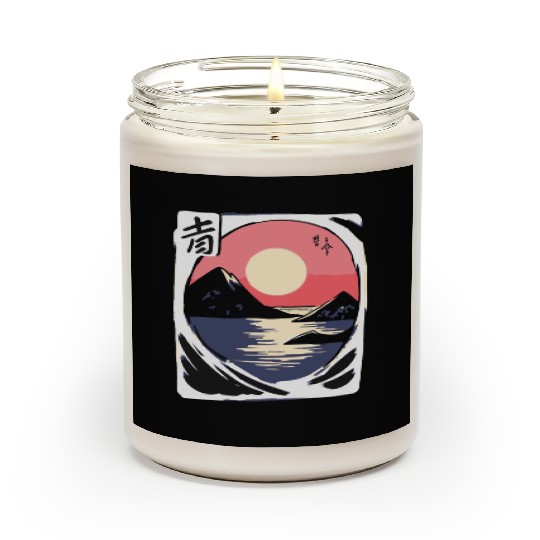 zen cartoons japan nature mountains ocean Scented Candles