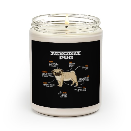 Anatomy Of A Pug Dog Funny Dog Lover Gift Scented Candles