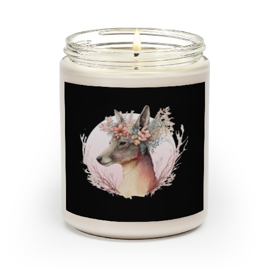 Watercolor Kangaroo Flower Crown Australian Animal Scented Candles