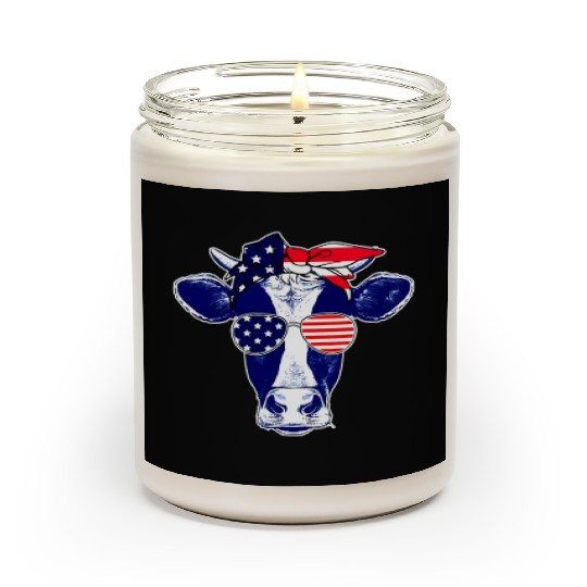 American Cows Farmer Patriotic Cow Scented Candles 4th
