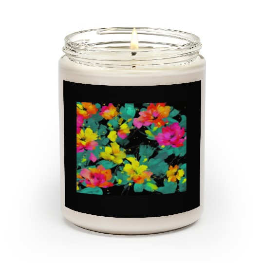ABSTRACT PAINTING basecolor WATERBASE FLOWER BLACK Scented Candles