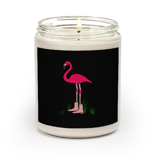 Flamingo with boots art animal print bird pink Scented Candles