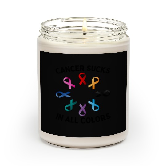 Cancer Sucks In All Colors Cancer Awareness Ribbon Scented Candles
