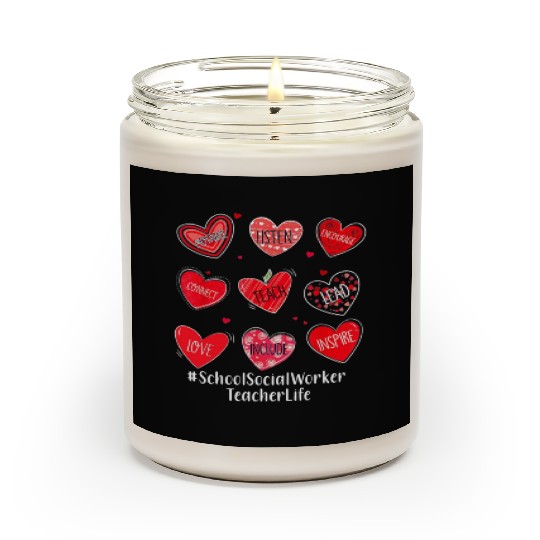School Social Worker Teacher Hearts Valentine Vale Scented Candles