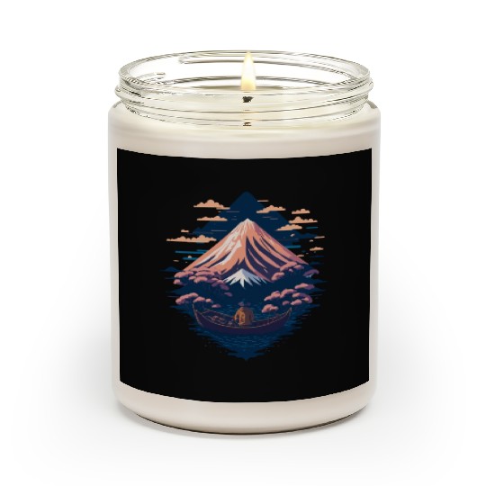 Serene Mount Fuji Sunset Peaceful River Scenery Scented Candles