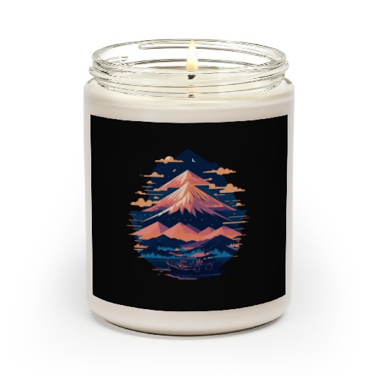 Serene Mount Fuji Sunset Peaceful River Scenery Scented Candles