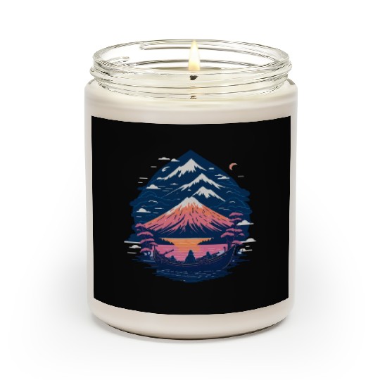 Serene Mount Fuji Sunset Peaceful River Scenery Scented Candles