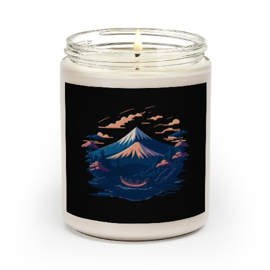 Serene Mount Fuji Sunset Peaceful River Scenery Scented Candles
