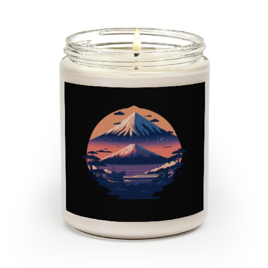 Serene Mount Fuji Sunset Peaceful River Scenery Scented Candles