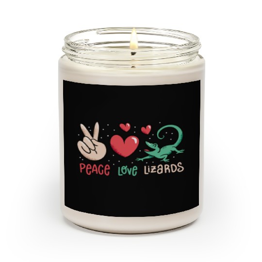 Peace love lizards cute lizard lover quote Scented Candles