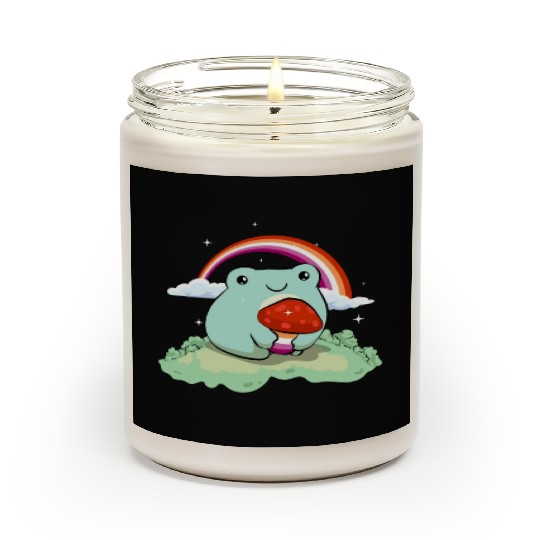 Lesbian Pride Flag Cute Frog Mushroom Subtle LGBTQ Scented Candles