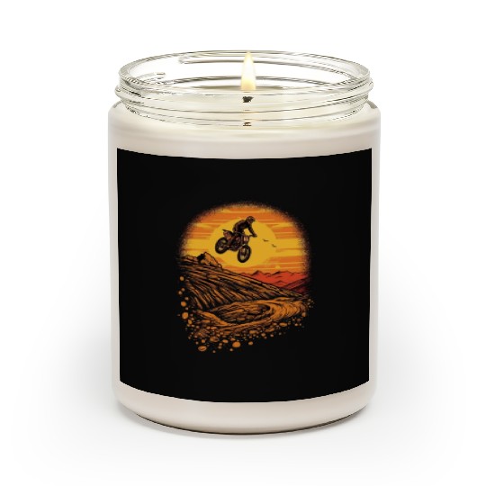 Dirt Bike Jumping Dirt Mound Motorcycle Biker Scented Candles