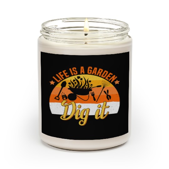 Life is a Garden Dig it Succulent Gardening Grass Scented Candles
