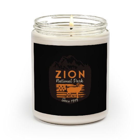 Zion National Park Us Flag Bighorn Sheep Mountains Scented Candles