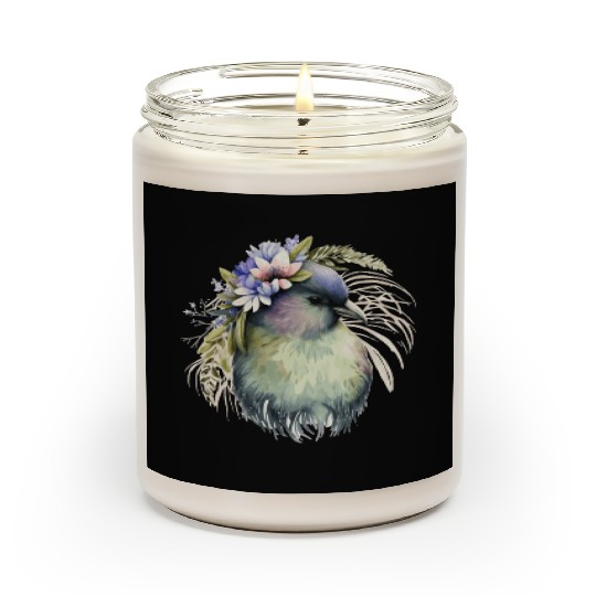 Cute Kiwi Bird Flower Crown Floral Exotic Birds Scented Candles
