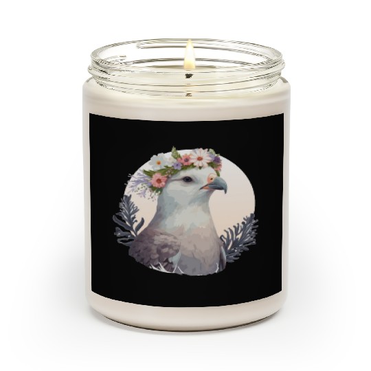 Cute Fulmar Bird Flower Crown Floral Tropical Bird Scented Candles
