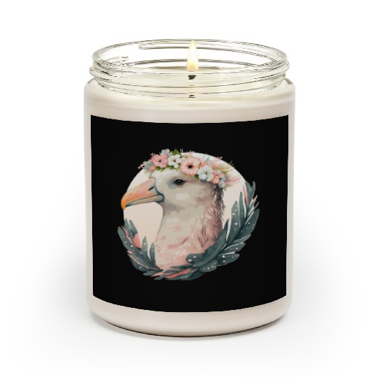 Cute Albatross Bird Flower Crown Floral Tropical B Scented Candles