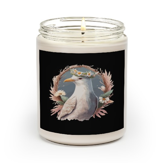 Seagull Bird Flower Crown Floral Seabirds Scented Candles