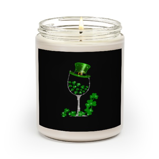 St Patricks Day Shamrock Wine Glass Scented Candles