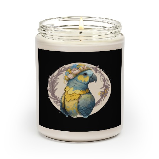 Yellow Blue Ara Macaw Flower Crown Parrot Parakeet Scented Candles