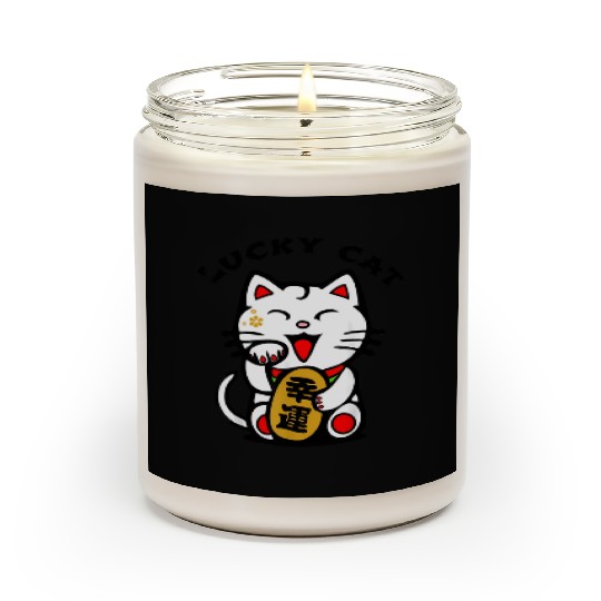Lucky Cat Maneki-Neko Japanese Luck Feng Shui Scented Candles