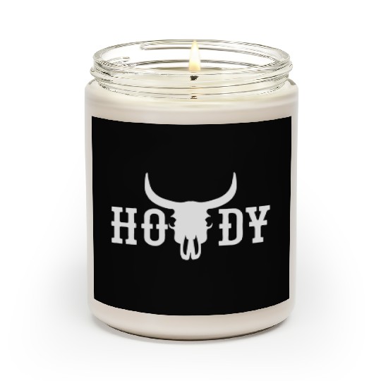 Howdy Cow Skull Western Cowboy Cowgirl Rodeo Howdy Scented Candles