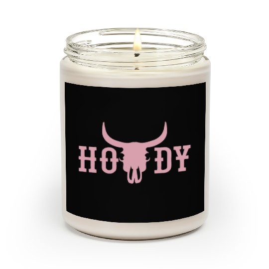 Howdy Cow Skull Western Cowboy Cowgirl Rodeo Howdy Scented Candles