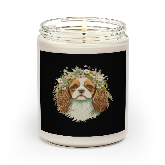 Cute Cavalier King Charles Spaniel Flower Crown Do Scented Candles
