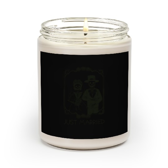 Halloween Skeletons Bride Groom Just Married Scented Candles