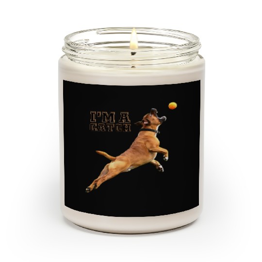 Big Dog Bull Mastiff Catching a Ball, I'm a Catch Scented Candles