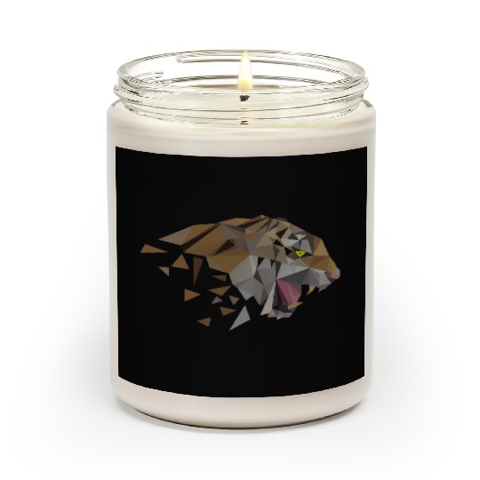 Low Poly Triangular Tiger Head Wild Animal Scented Candles
