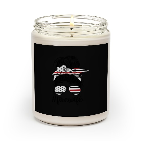 Fire Messy Bun Firefighter Thin Red Line Husband Scented Candles