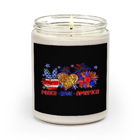 Peace Love America US Flag Fourth Wo 4th Of July P Scented Candles