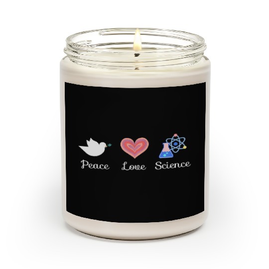 Peace Love & Science Heart Leopard Plaid Christmas Scented Candles
