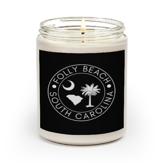 Folly Beach South Carolina Palmetto Map Flag Sc Scented Candles