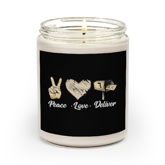 Peace Love Delivery Postal Worker Office Mail Man Scented Candles
