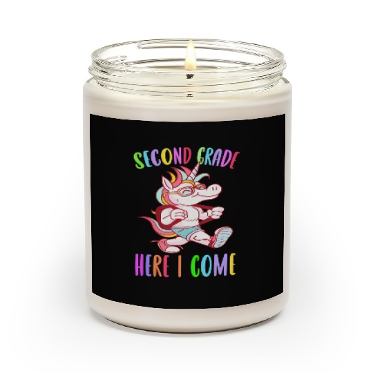 Second Grade Here I Come Unicorn Rainbow Back to S Scented Candles