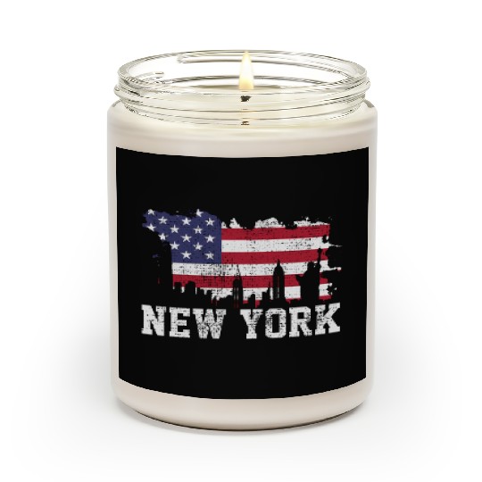 New York City Nyc Skyline Usa Flag America Scented Candles