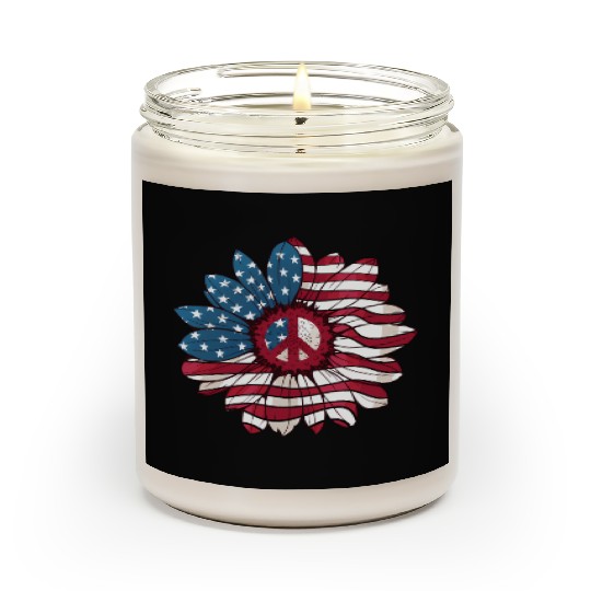 American Flag Flower Independence Day Sunflower 4T Scented Candles