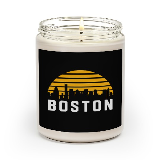 Boston Massachusetts Cityscape Yellow Scented Candles