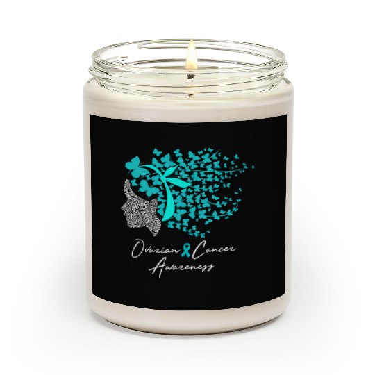 Ovarian Cancer Awareness Teal Butterflies Scented Candles