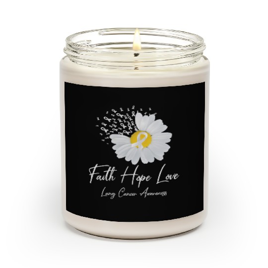 White Flower Ribbon Faith Hope Love Lung Cancer Aw Scented Candles
