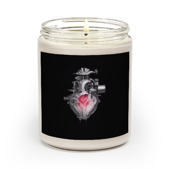 Realistic human heart like car engine ink drawing Scented Candles